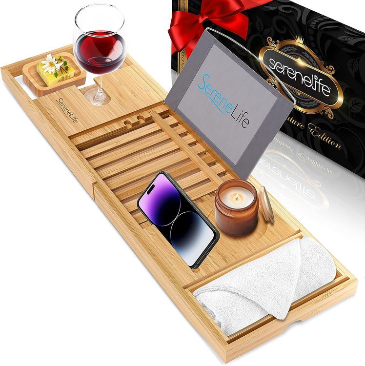No. 5 - SereneLife Bamboo Bathtub Caddy - 1