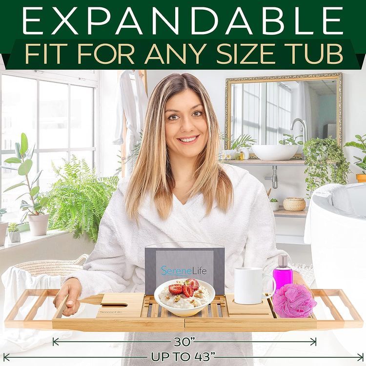 No. 5 - SereneLife Bamboo Bathtub Caddy - 3