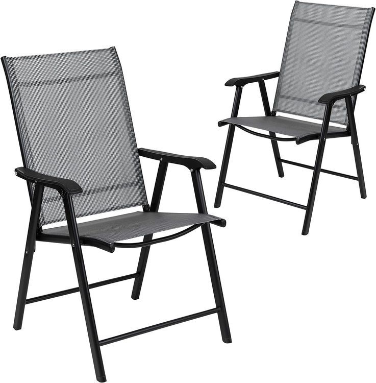 No. 9 - Flash Furniture Paladin Gray Outdoor Folding Patio Sling Chair - 3