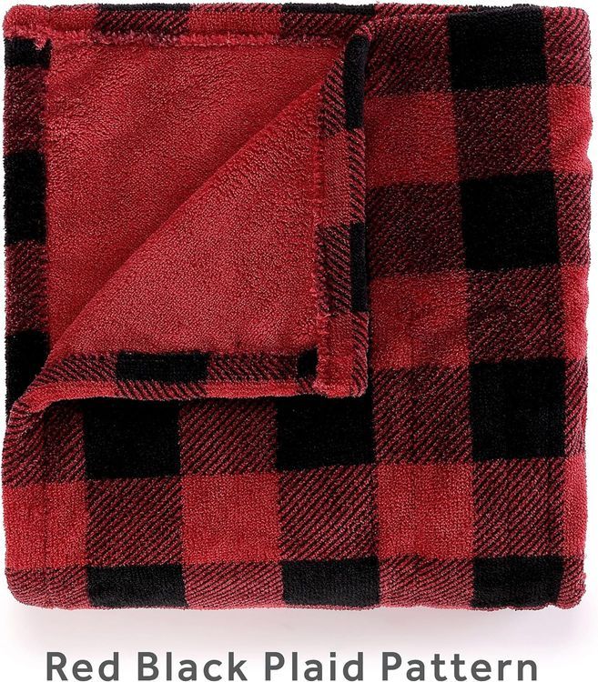 No. 5 - Sunbeam Royal Luxe Red Black Buffalo Plaid Heated Personal Throw - 3