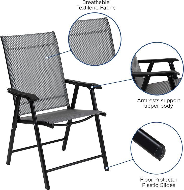 No. 9 - Flash Furniture Paladin Gray Outdoor Folding Patio Sling Chair - 5