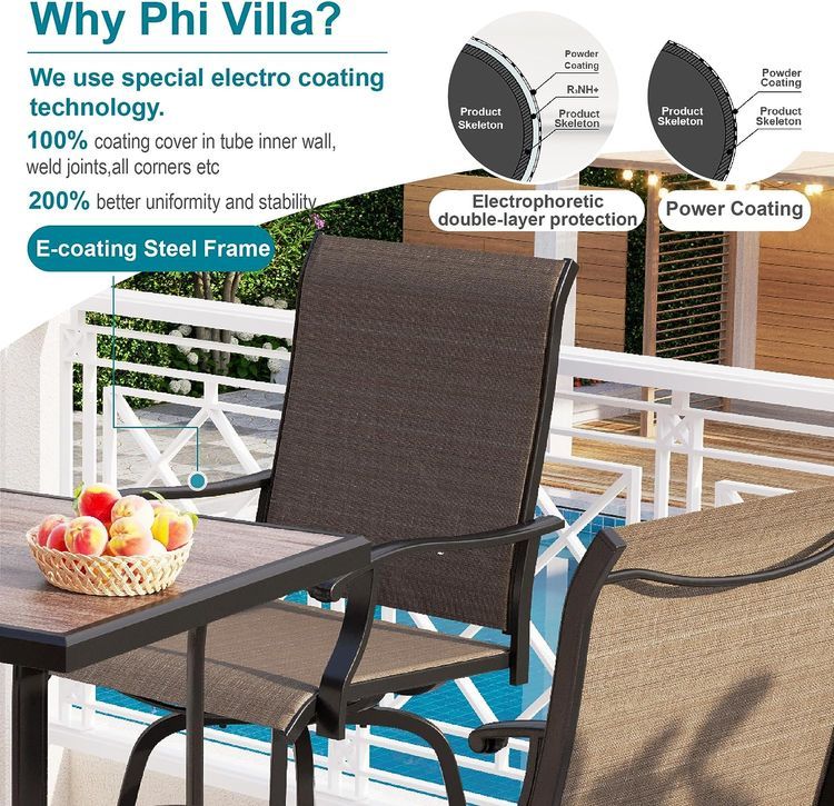 No. 6 - PHI VILLA 3 PCS Patio Swivel Bar Sets - 5