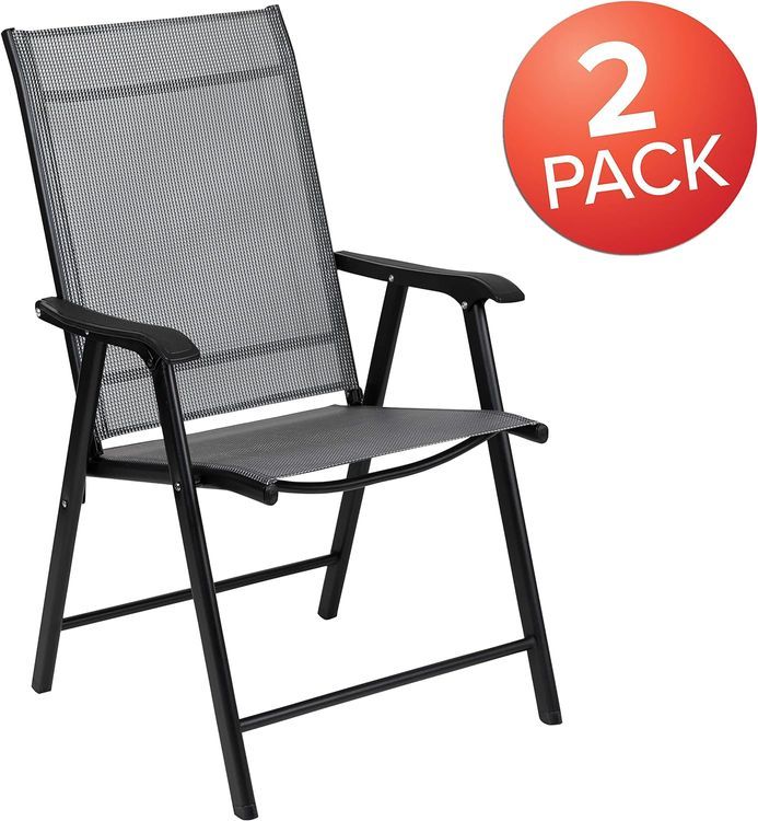 No. 9 - Flash Furniture Paladin Gray Outdoor Folding Patio Sling Chair - 4