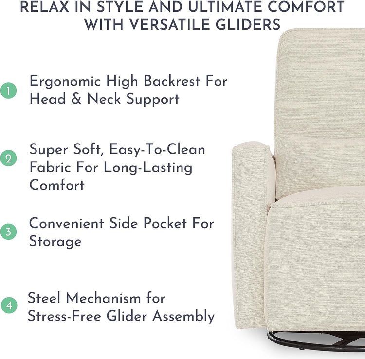 No. 1 - Evolur Holland Upholstered Plush Seating Glider Swivel - 5