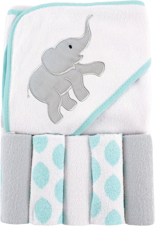 No. 8 - Luvable Friends Unisex Baby Hooded Towel with Five Washcloths - 1