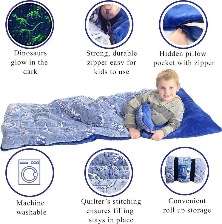 No. 8 - Kids Glow in The Dark Dinosaur Slumber Bag - 2