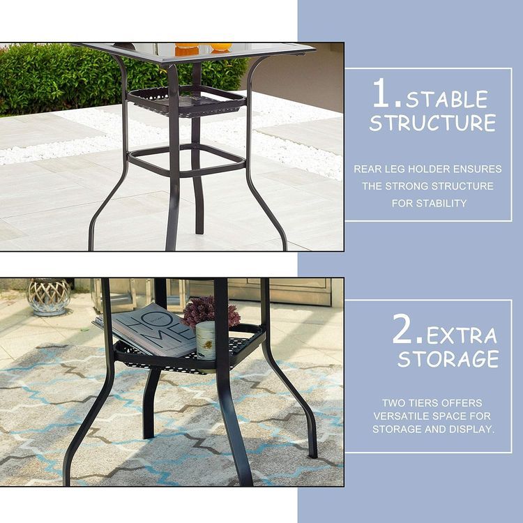 No. 5 - LOKATSE HOME Patio Bar Height Outdoor Table Bistro Square Outside High Top - 3