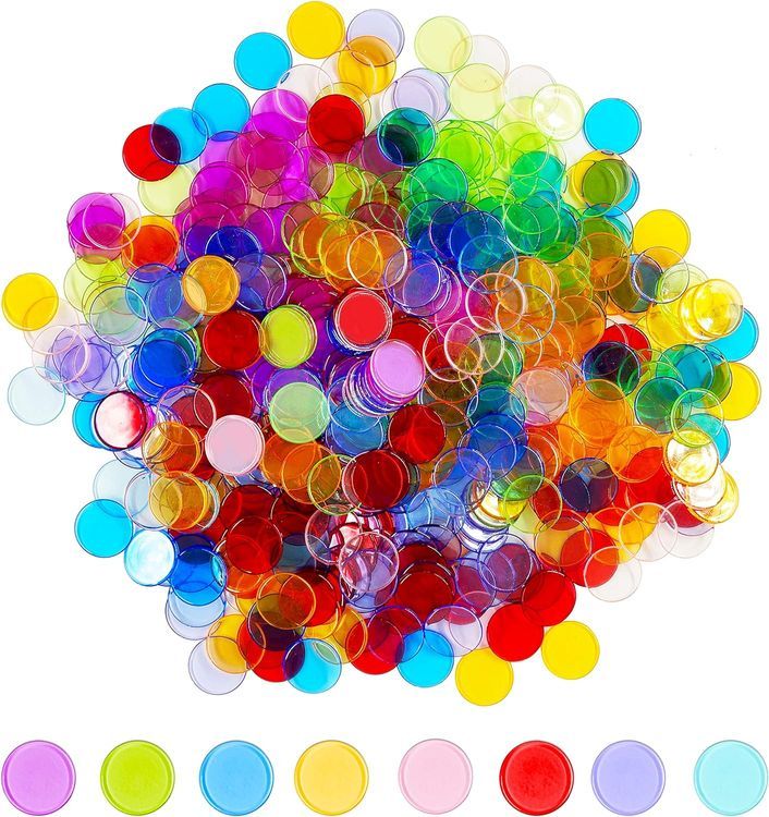 No. 2 - Hebayy 500 Transparent 8 Color Clear Bingo Counting Chip Plastic Markers - 1