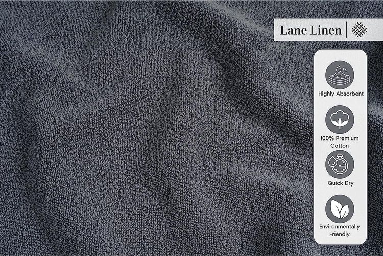 No. 10 - LANE LINEN 24 Pc Towels for Bathroom - 4