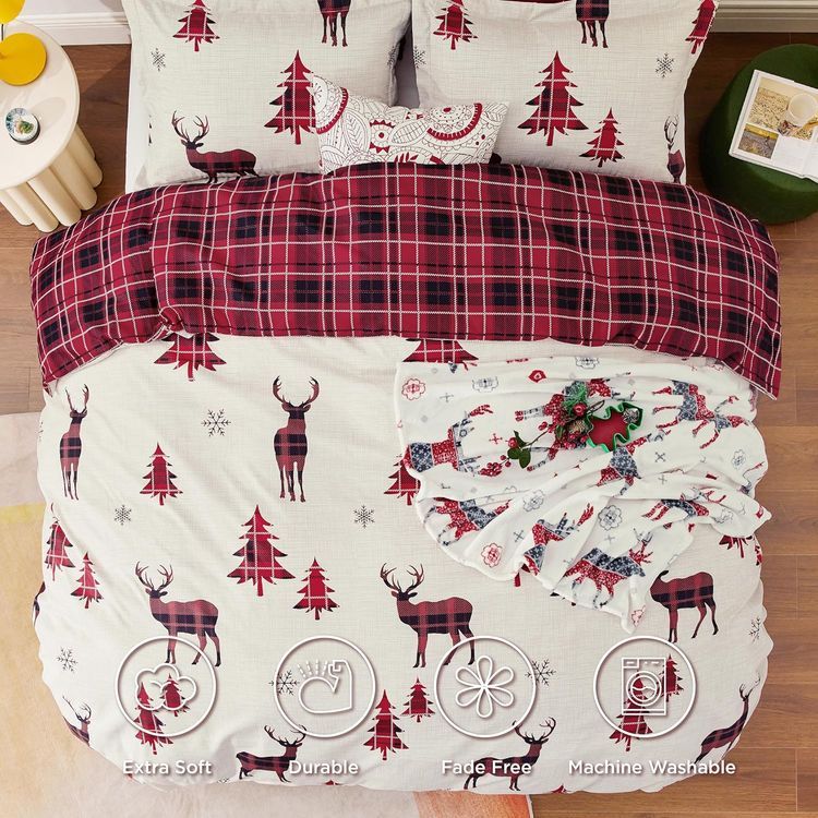 No. 1 - Bedsure Christmas Duvet Cover King - 5